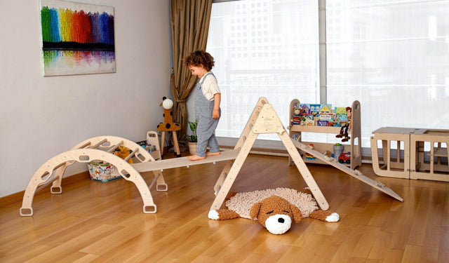 4 Pieces Climbing Set-Triangle, Arch Rocker, Pillow and Ramp - Kidodido