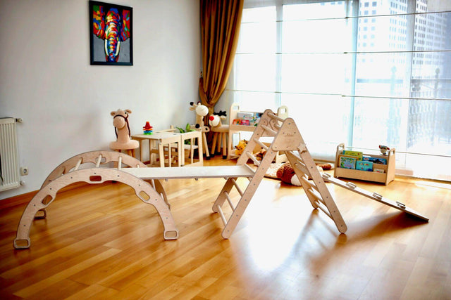 4 Pieces Climbing Set-Triangle, Arch Rocker, Pillow and Ramp - Kidodido