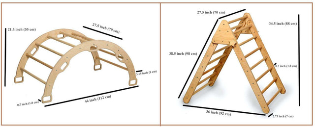 4 Pieces Montessori Climbing Set - Climbing Triangle - Arch/Rocker and 2 Ramps - Kidodido
