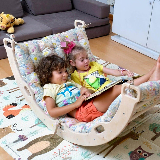 Arch - Rocker with Spring Pattern Pillow in indoor play setup - Kidodido