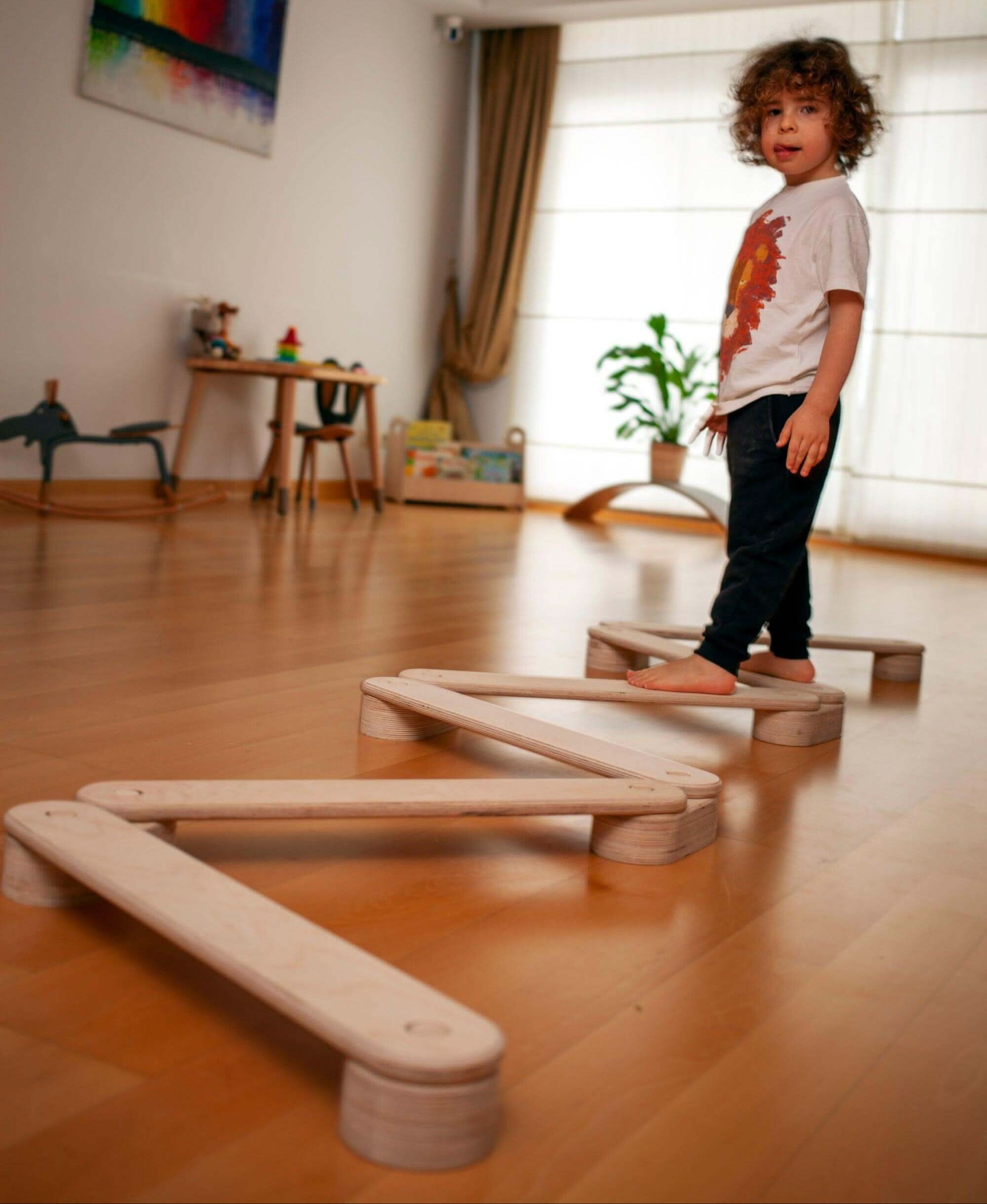 Montessori Balance Beam Set in indoor play setup - Kidodido