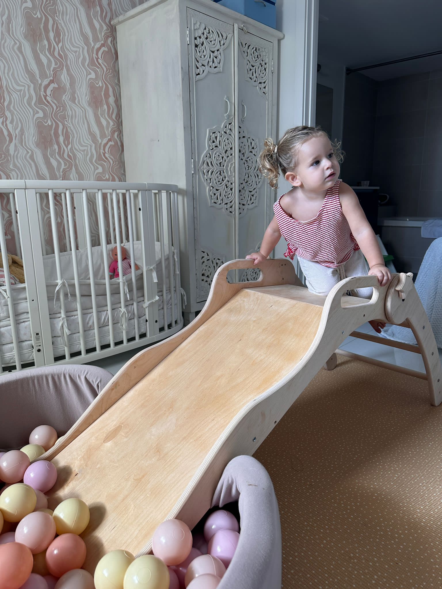 wooden indoor slide