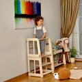Toddler using the Montessori Learning Tower to help in the kitchen - Kidodido