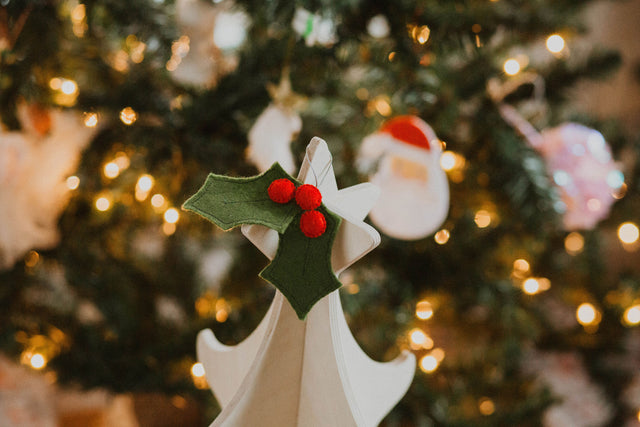 Montessori Wooden Christmas Tree & Felt Ornaments Set