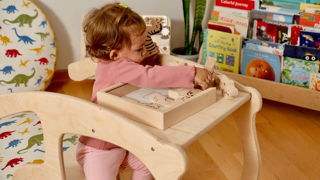 2in1 Montessori Holzwippe und Tischstuhl-Set 