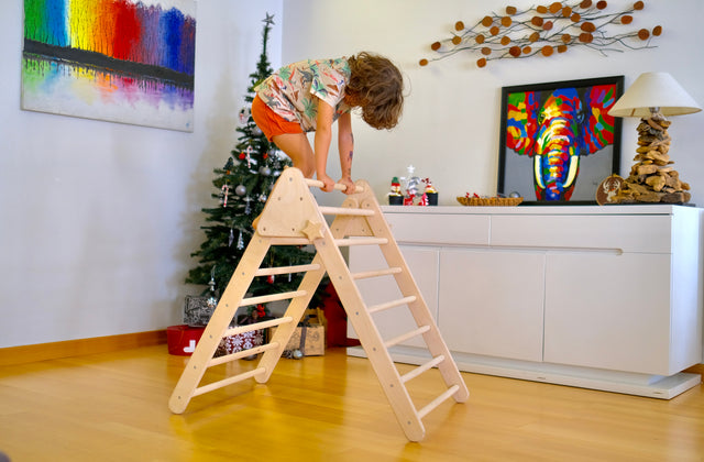 Foldable Montessori Climbing Triangle Set with Portable Table and Chair