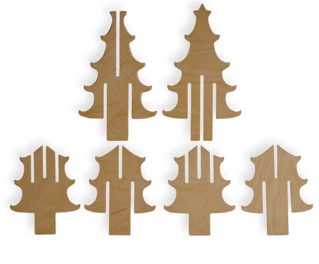 Montessori-Set aus Weihnachtsbaum aus Holz und Filzschmuck