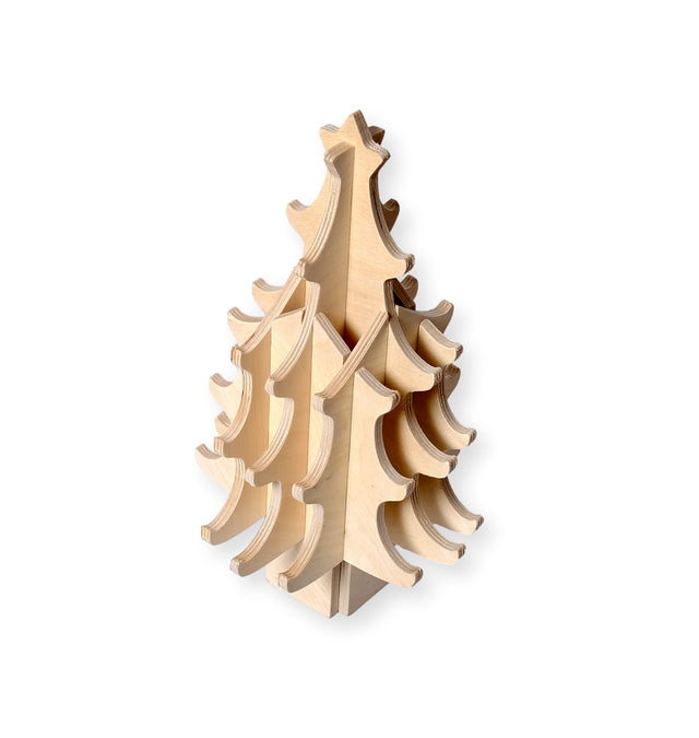 Montessori-Set aus Weihnachtsbaum aus Holz und Filzschmuck