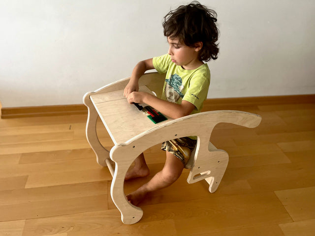 2in1 Montessori Holzwippe und Tischstuhl-Set 