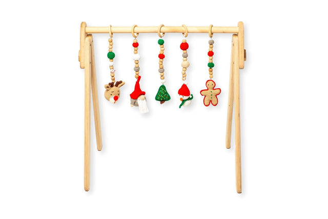 Montessori Baby Gym & Hanging Toys Set | Wooden Play Gym for Babies - Kidodido