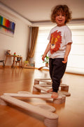 Montessori Balance Beam and Stepping Stones Set in indoor play setup - Kidodido