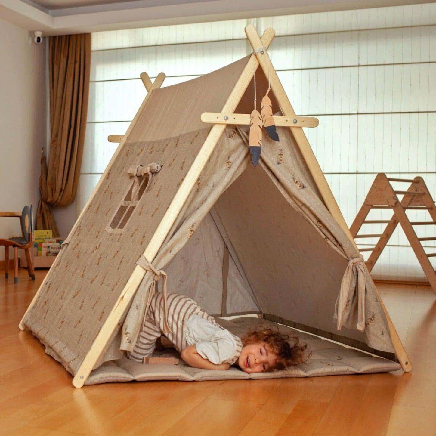 squirrel play wooden teepee tent Wooden Montessori kids toys | Baby Gifts