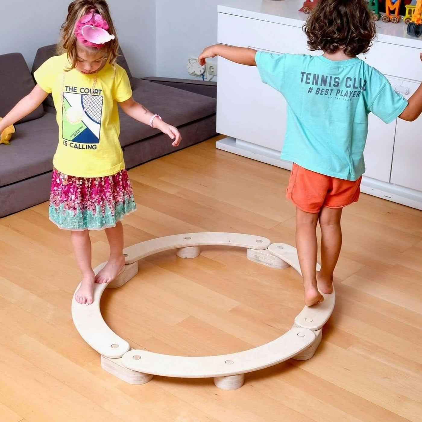 Circular Wooden Balance Beam Set - Montessori Gymnastics Toy for Toddlers - Kidodido