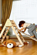 Climbing Triangle with Rockwall Climbing and Sliding Ramp - Montessori Play Set