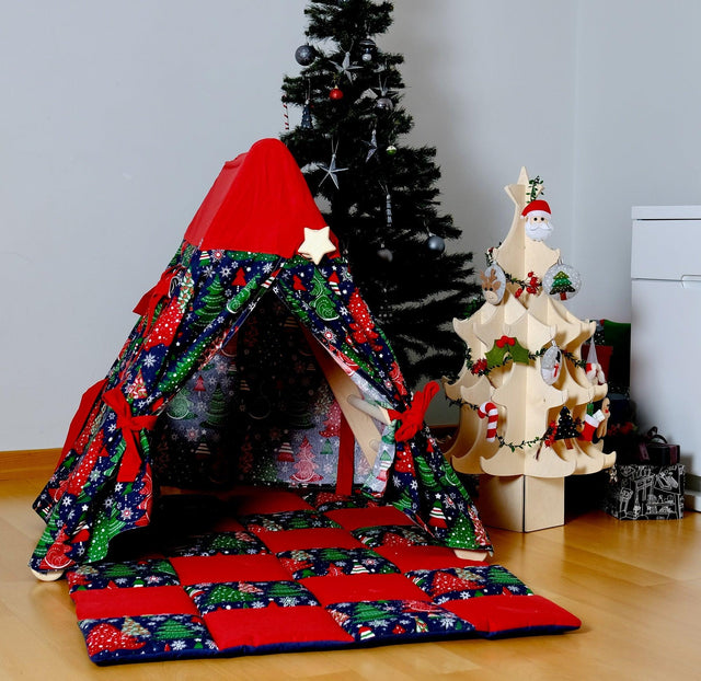 Climbing Triangle with Christmas Tent Cover, Mat, Ramp - Kidodido