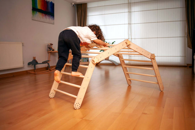 Child playing with Climbing Arch and Transformable Cube 🧒