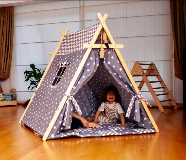 Gray Stars Play Tent and Play Mat - Kidodido