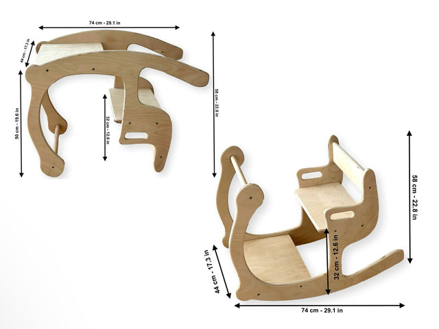 2in1 Montessori Holzwippe und Tischstuhl-Set 