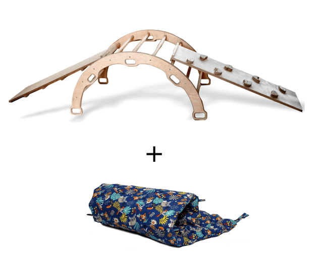 Montessori Climbing Arch Rocker with 2 Ramps and Pillow - Kidodido