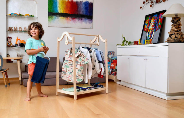 Montessori Wooden Kids Clothing Rack - Kidodido