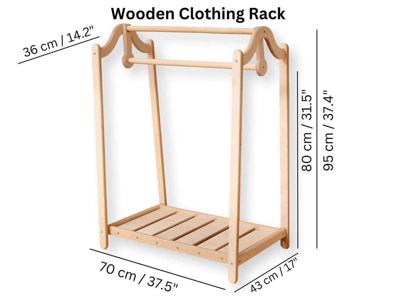 Montessori Wooden Kids Clothing Rack - Stylish & Functional – Kidodido