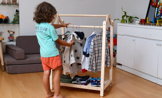 Montessori Wooden Kids Clothing Rack - Kidodido