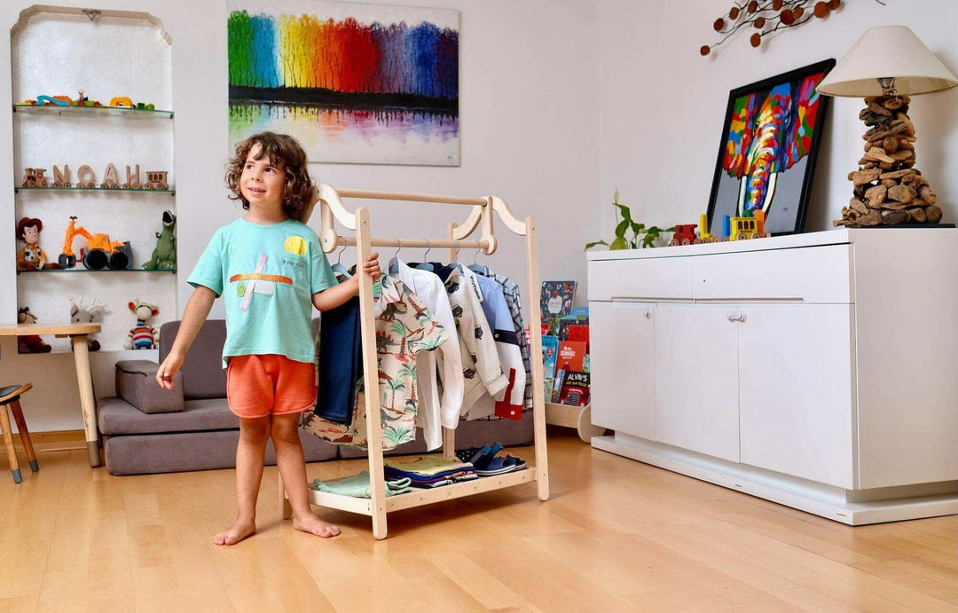 Kids Adventure Rack Montessori Wooden Kids Clothing Rack – Kidodido