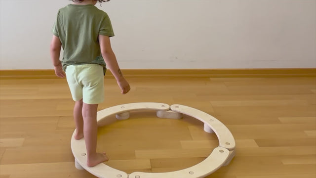 Circular Wooden Balance Beam Set Montessori Gymnastics Toy for Toddlers