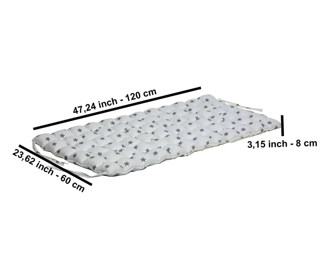 Measurement chart of the pillow with dimensions labeled