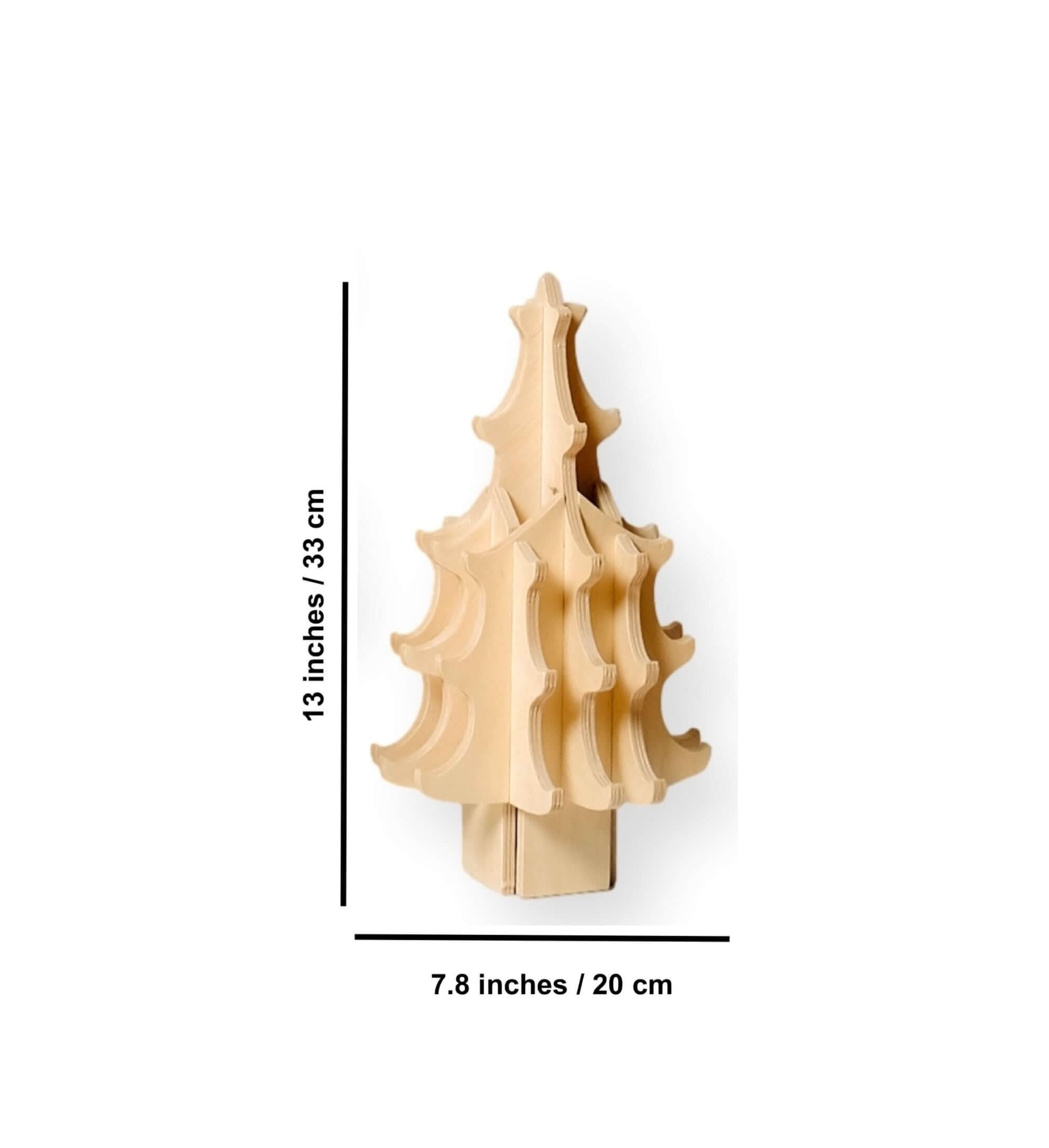 Montessori Wooden Christmas Tree, 13 inches tall, perfect for holiday memories with felt ornaments.