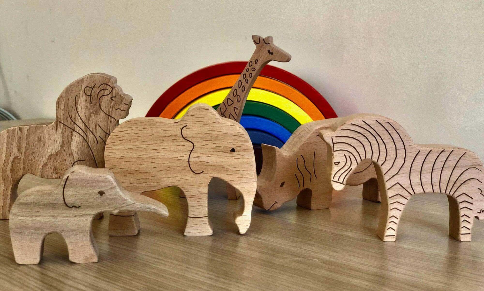 Explore Adventure with Handcrafted Wooden Safari Animals Set